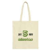 Funny Tote Bag, Just 5 More Minutes, Lazy Slogan Tote, Cute Bag, Gift Bag, Pixel Art Design, Quirky Canvas Bag, Tote Bag for Life - Tawshia